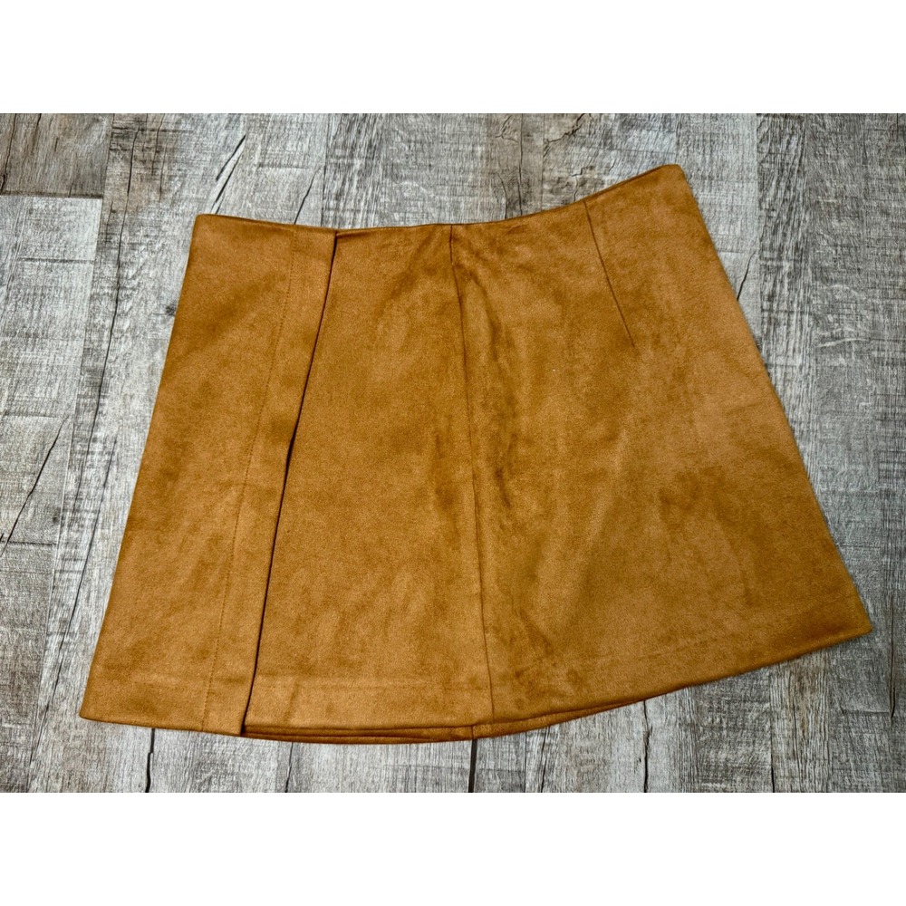 Gianni Bini Womens Cognac Faux Suede Wrap Mini Skirt Brown Size‎ 8